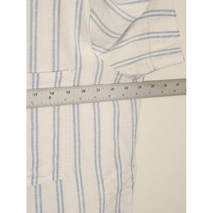 Buffalo David Bitton White and Blue Stripe Button Up Top Size Large