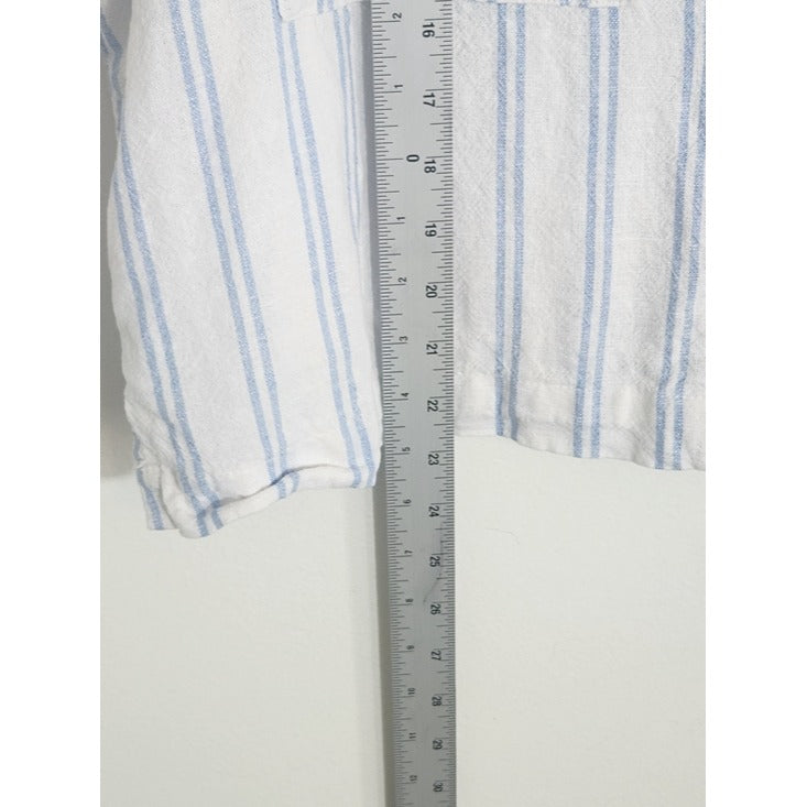 Buffalo David Bitton White and Blue Stripe Button Up Top Size Large
