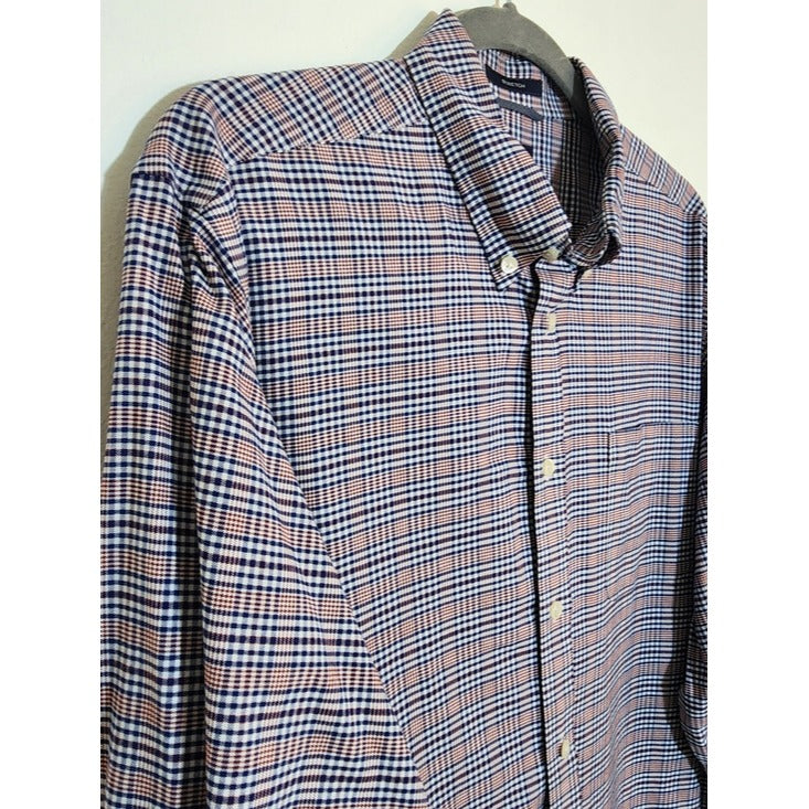 Dockers Blue and Brown Plaid Button Down Shirt Size Large