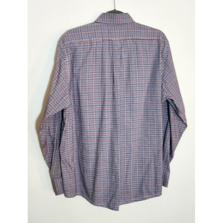 Dockers Blue and Brown Plaid Button Down Shirt Size Large