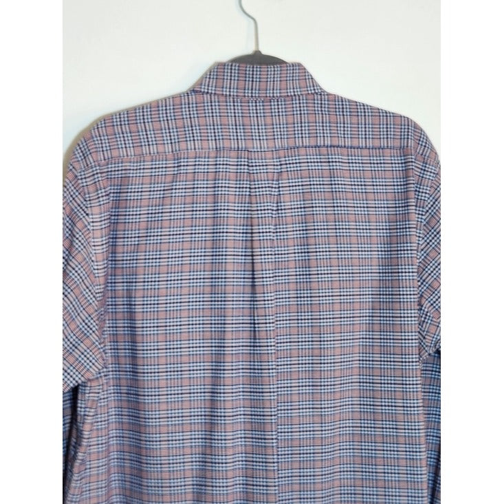 Dockers Blue and Brown Plaid Button Down Shirt Size Large