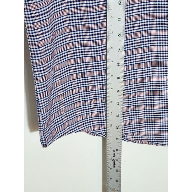 Dockers Blue and Brown Plaid Button Down Shirt Size Large