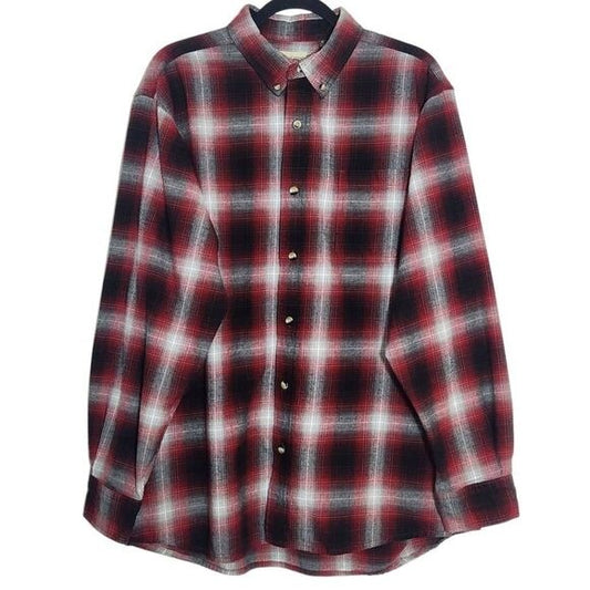 Hobbs Creek Black and Red Plaid Cotton Flannel Button Down Shirt Size XL