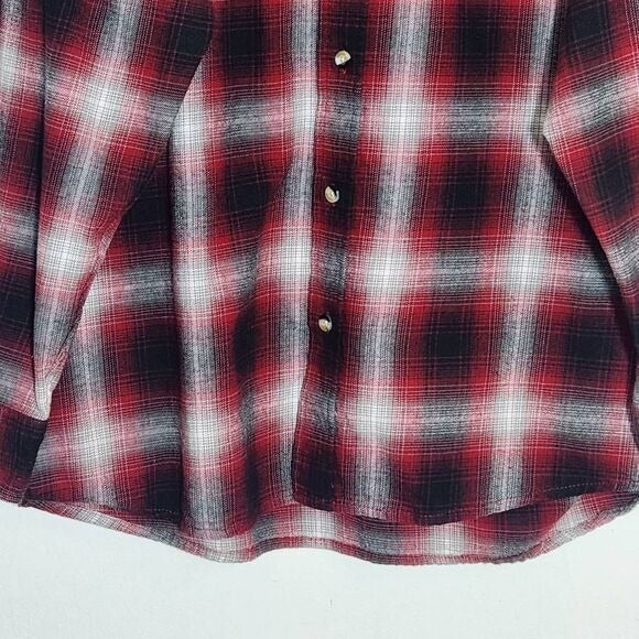 Hobbs Creek Black and Red Plaid Cotton Flannel Button Down Shirt Size XL