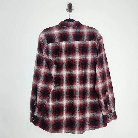 Hobbs Creek Black and Red Plaid Cotton Flannel Button Down Shirt Size XL