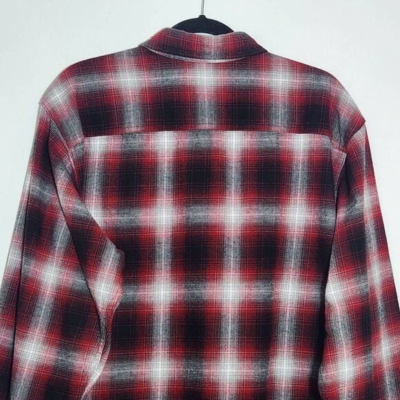 Hobbs Creek Black and Red Plaid Cotton Flannel Button Down Shirt Size XL