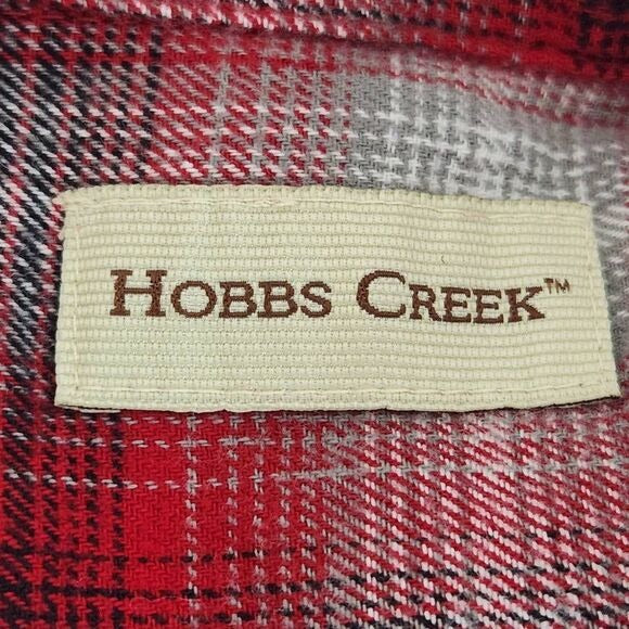 Hobbs Creek Black and Red Plaid Cotton Flannel Button Down Shirt Size XL