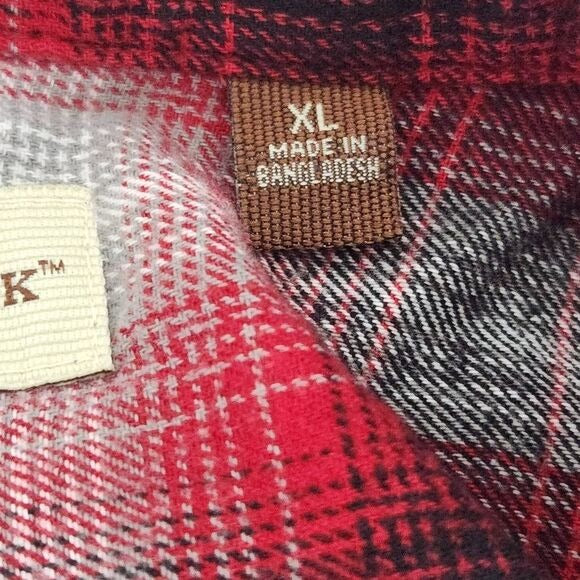 Hobbs Creek Black and Red Plaid Cotton Flannel Button Down Shirt Size XL