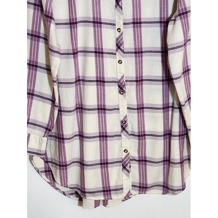 Knox Rose Purple and White Plaid Button-Down Tunic Size XXL
