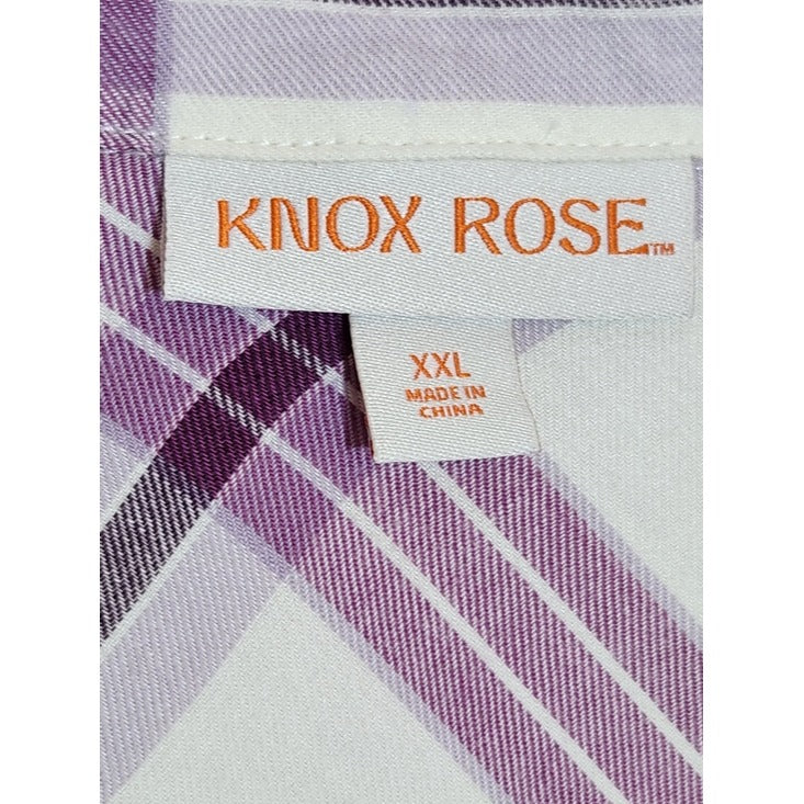 Knox Rose Purple and White Plaid Button-Down Tunic Size XXL