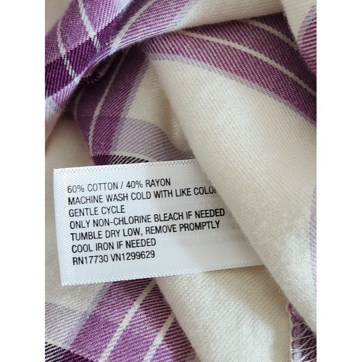 Knox Rose Purple and White Plaid Button-Down Tunic Size XXL