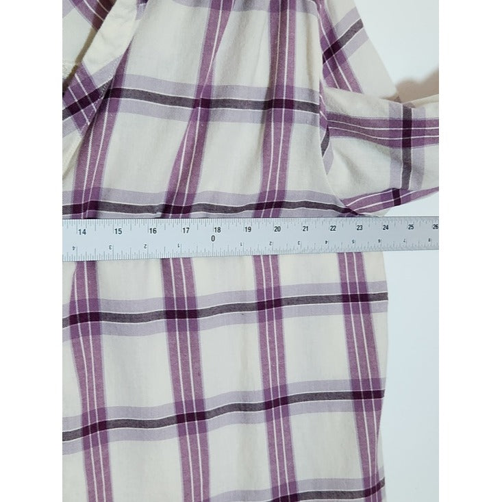 Knox Rose Purple and White Plaid Button-Down Tunic Size XXL