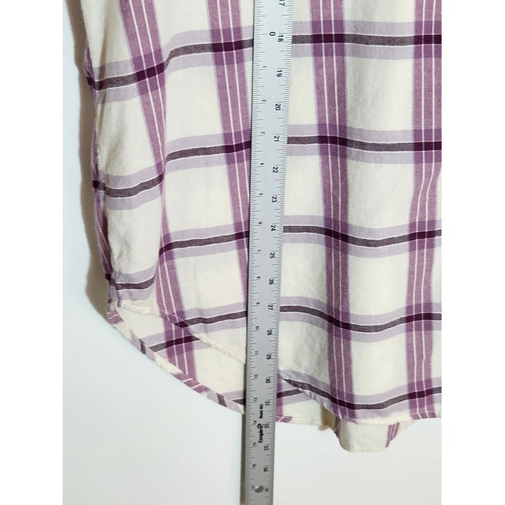 Knox Rose Purple and White Plaid Button-Down Tunic Size XXL