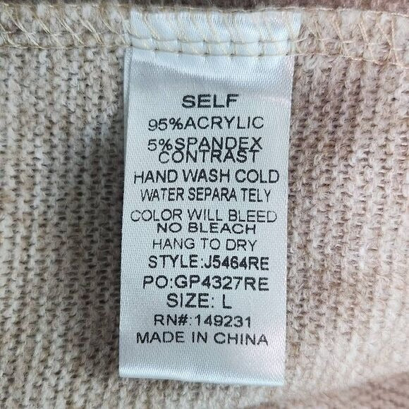 Kori Tan Draped Oversized Sweater Size Large Heather Brown Short Sleeve Sweater