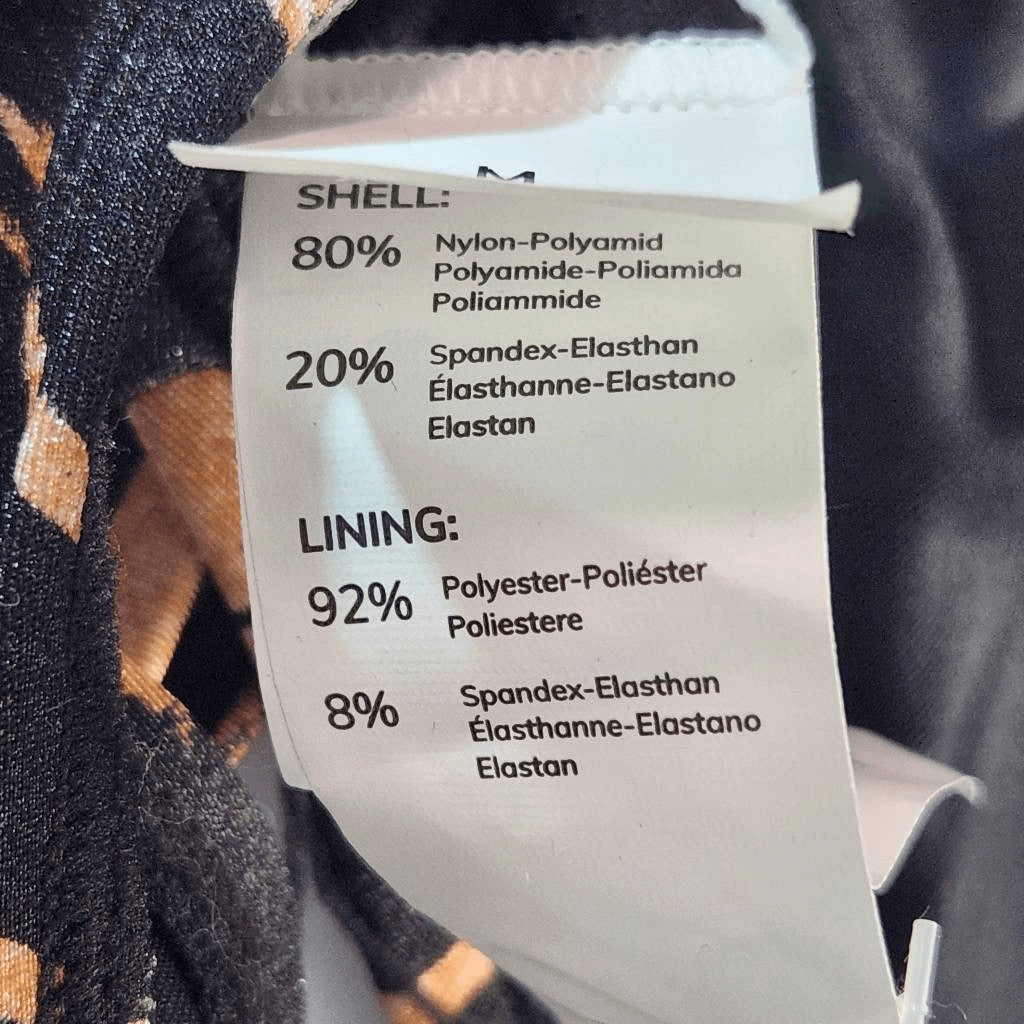 Cupshe Black and Tan print Bikini Top with V-Wire NWT Size Medium