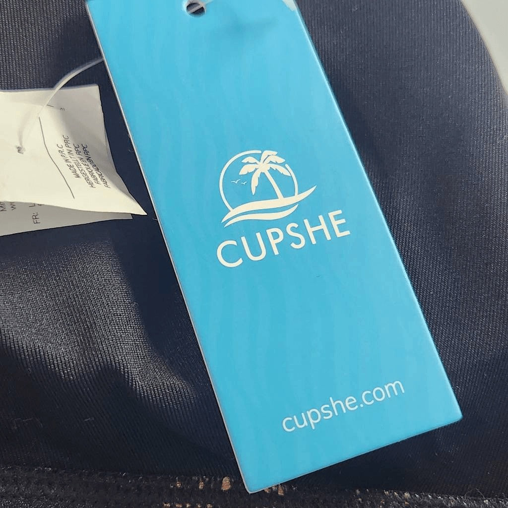 Cupshe Black and Tan print Bikini Top with V-Wire NWT Size Medium