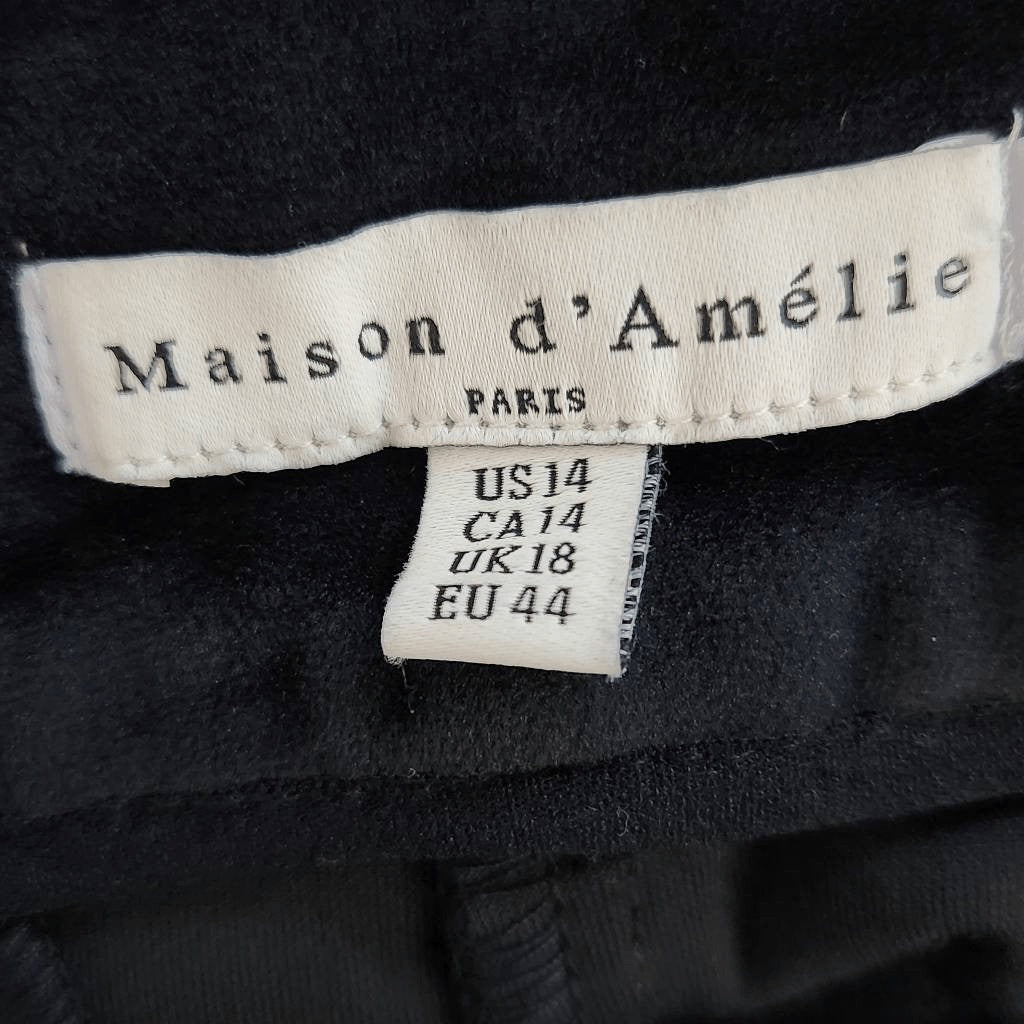 Maison D'Amelie Black Velvet Pants Size 14 Black Velvet Dress Pants
