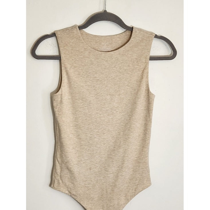 Nuuds Tan Oatmeal Sleeveless Bodysuit Size XS