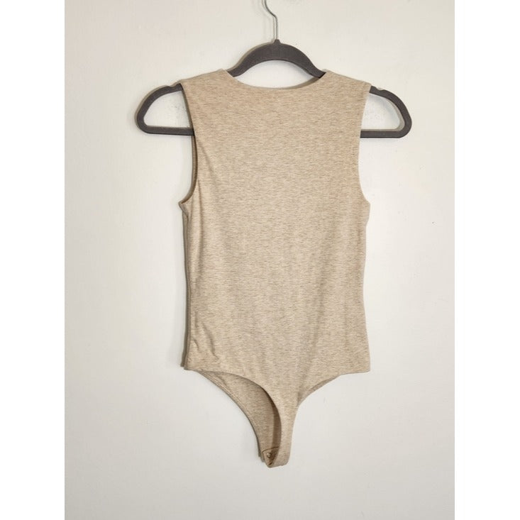 Nuuds Tan Oatmeal Sleeveless Bodysuit Size XS