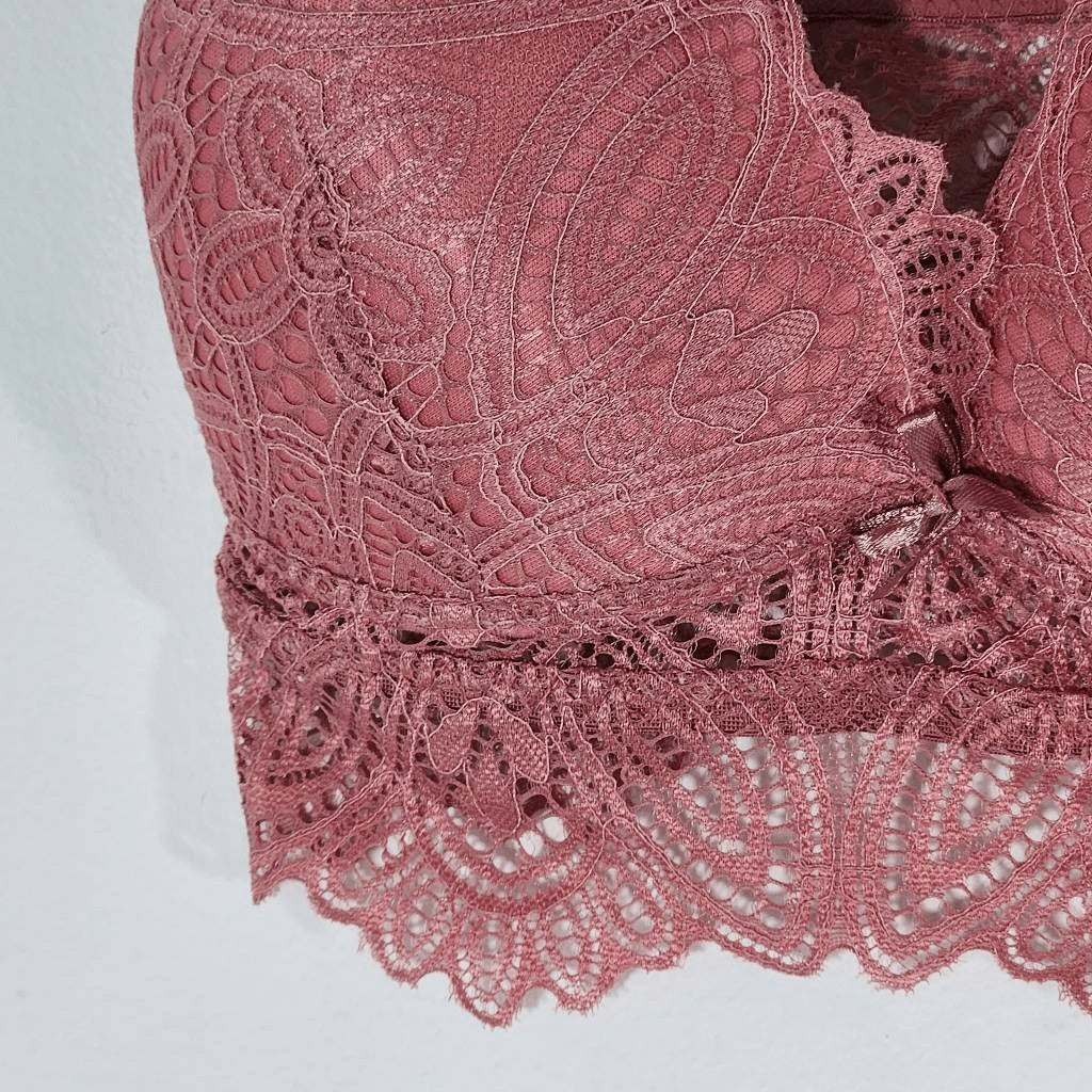 Frederick's of Hollywood Pink Lace Bralette NWT Size XL Rose Pink Bralette