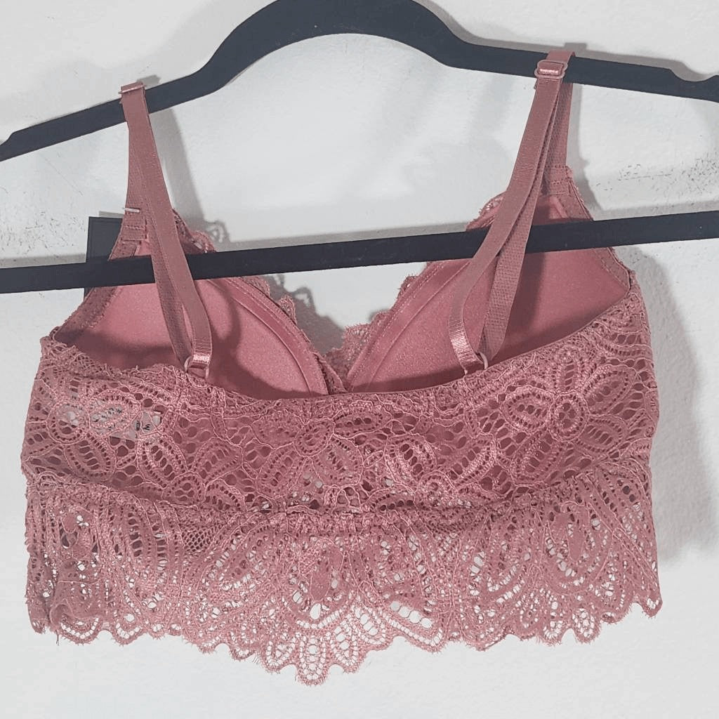 Frederick's of Hollywood Pink Lace Bralette NWT Size XL Rose Pink Bralette