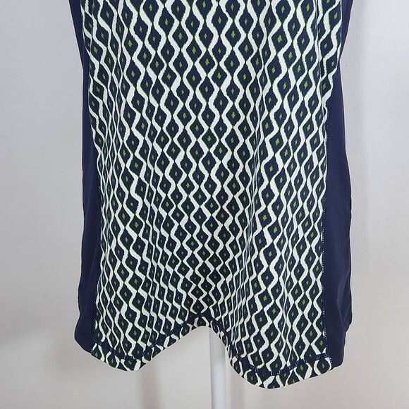 Chico's Zenergy Navy and Green Print Tank Top Size Large Navy Activewear Tank