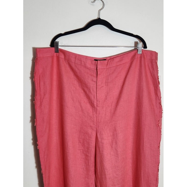Ashro Pink Linen Pants with Lace Appliqué Size 22W NWT