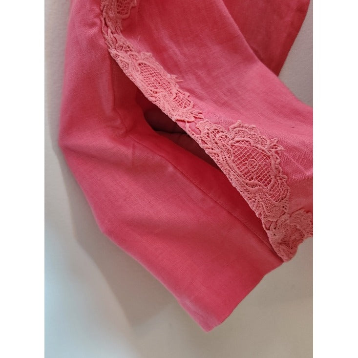 Ashro Pink Linen Pants with Lace Appliqué Size 22W NWT