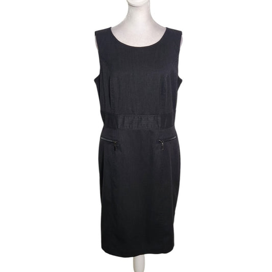 Style & Co Black and Gray Pinstripe Sleeveless Sheath Dress Size 8