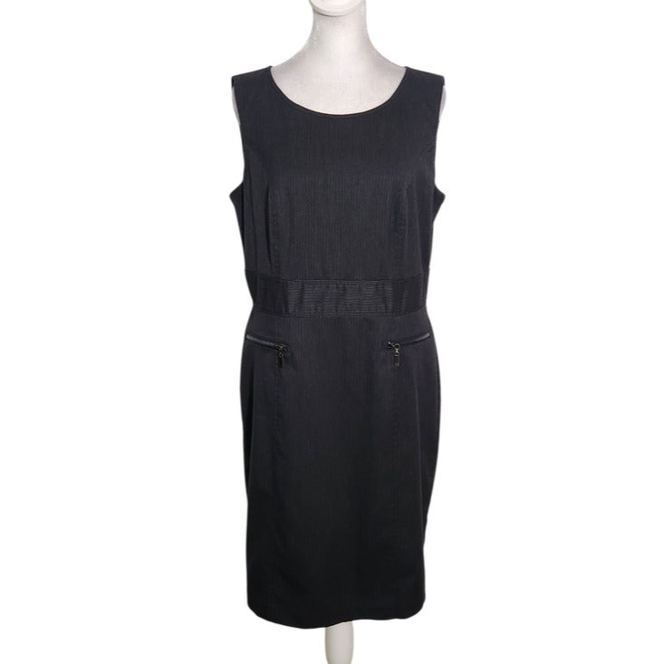 Style & Co Black and Gray Pinstripe Sleeveless Sheath Dress Size 8