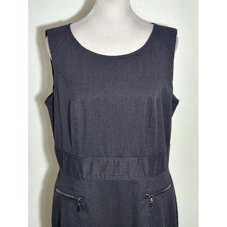 Style & Co Black and Gray Pinstripe Sleeveless Sheath Dress Size 8