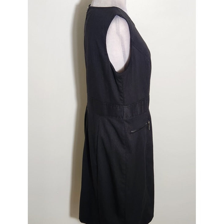 Style & Co Black and Gray Pinstripe Sleeveless Sheath Dress Size 8