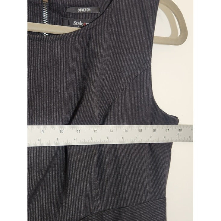 Style & Co Black and Gray Pinstripe Sleeveless Sheath Dress Size 8