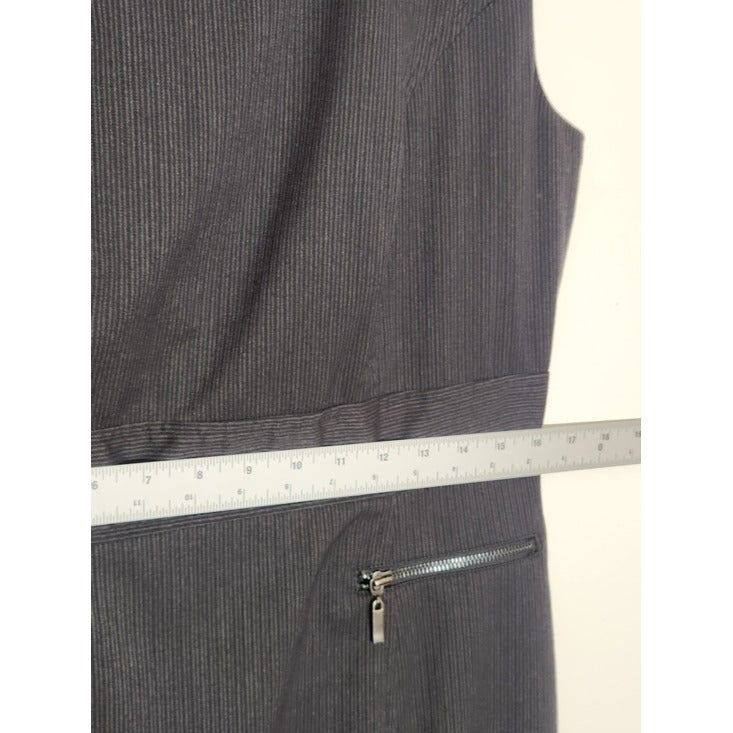 Style & Co Black and Gray Pinstripe Sleeveless Sheath Dress Size 8
