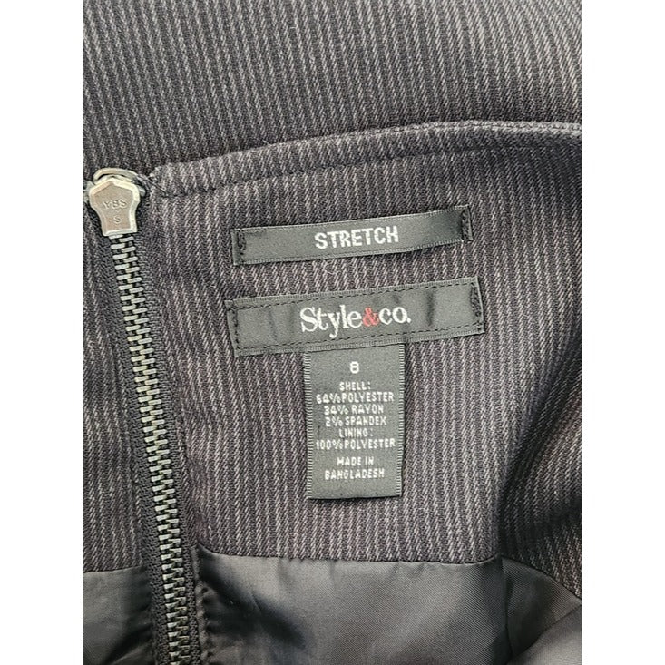 Style & Co Black and Gray Pinstripe Sleeveless Sheath Dress Size 8