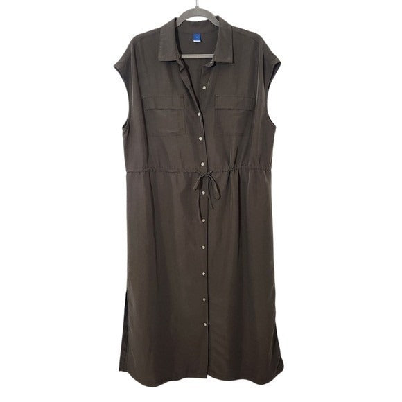 Old Navy Army Green Sleeveless Button-Down Shirt Dress Size Large