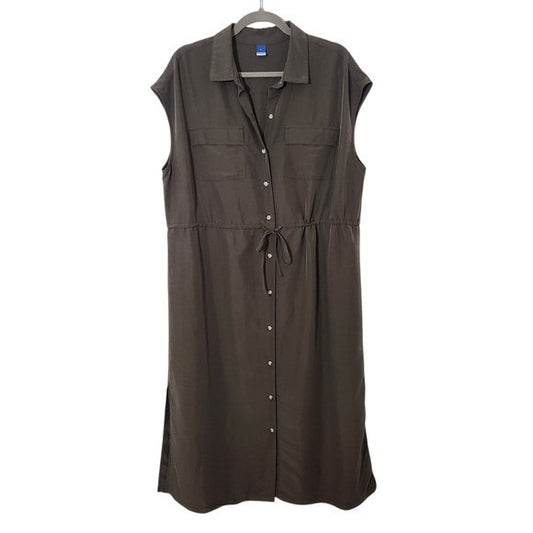 Old Navy Army Green Sleeveless Button-Down Shirt Dress Size Large