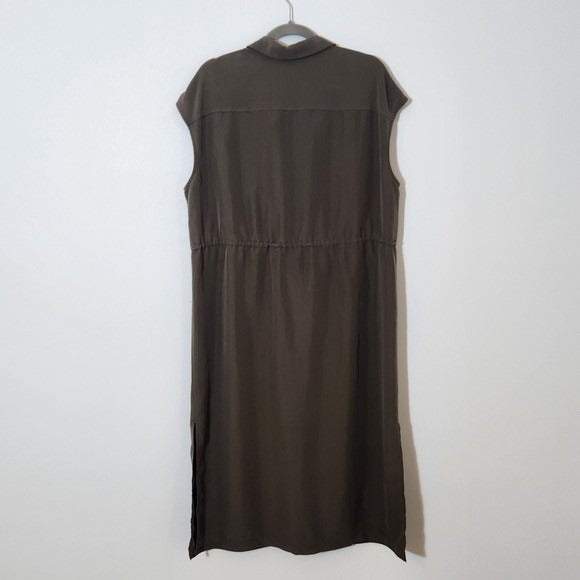 Old Navy Army Green Sleeveless Button-Down Shirt Dress Size Large