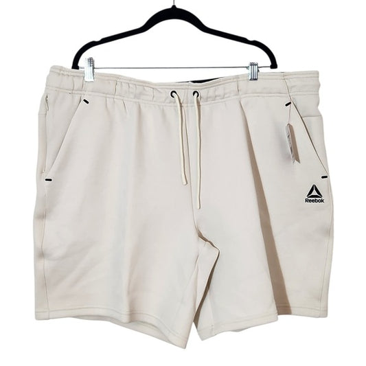 Reebok Cream Knit Athletic Shorts with Drawstring and Pockets 9" Inseam Size 3XL