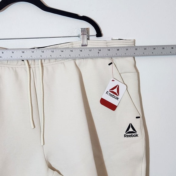 Reebok Cream Knit Athletic Shorts with Drawstring and Pockets 9" Inseam Size 3XL
