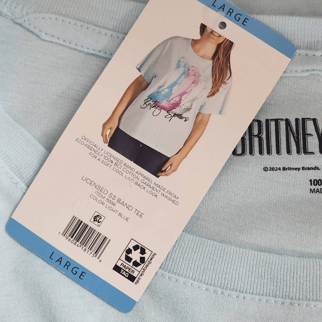 Britney Spears T-Shirt NWT Size Large Blue Short Sleeve Britney Spears Tee