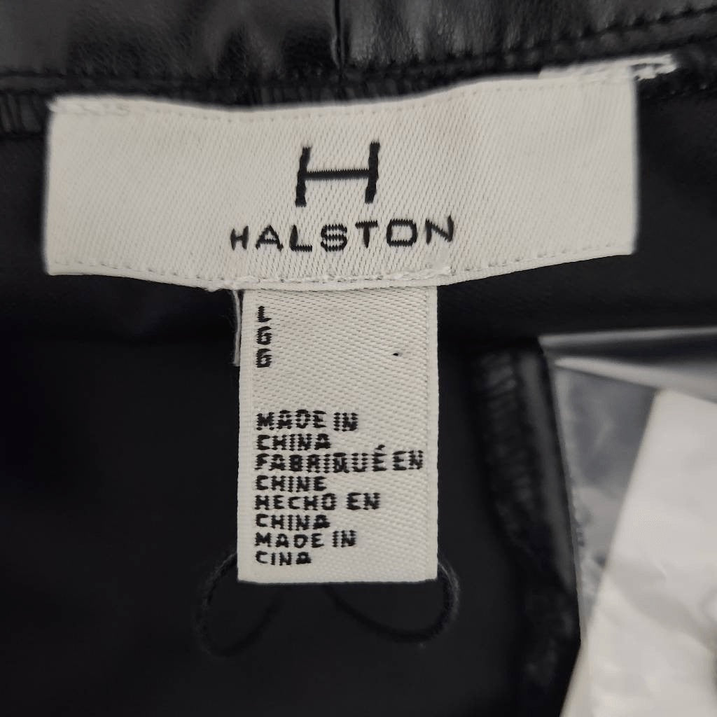 Halston Black Faux Leather Pants NWT Size Large Black Leather Ankle Pants