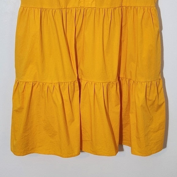 CeCe Orange Gold Sleeveless Tiered Cotton Dress Size Large Gold Mini Dress