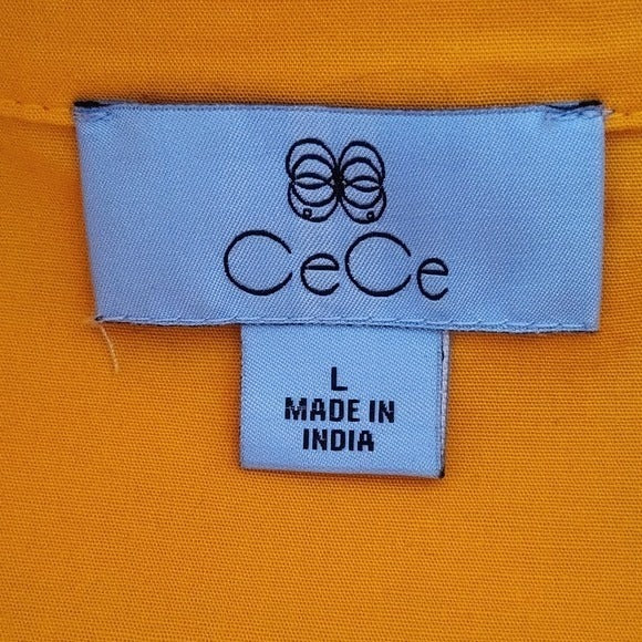 CeCe Orange Gold Sleeveless Tiered Cotton Dress Size Large Gold Mini Dress