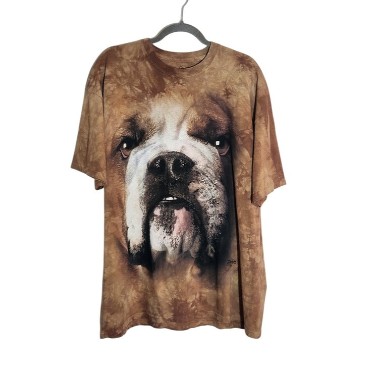 The Mountain Brown Tie Dye Bulldog Face Tee Size XL