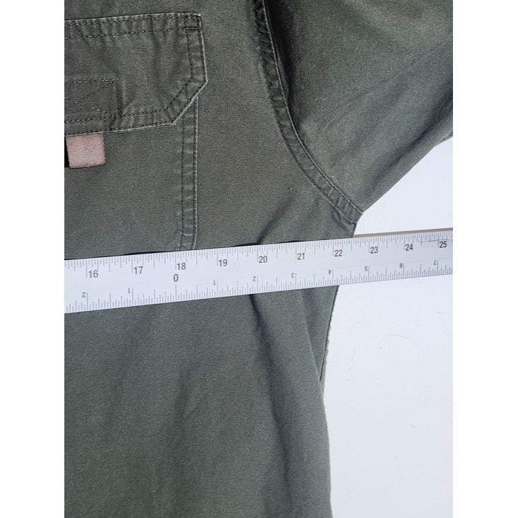 Wrangler Army Green Utility Button Down Shirt Size Medium