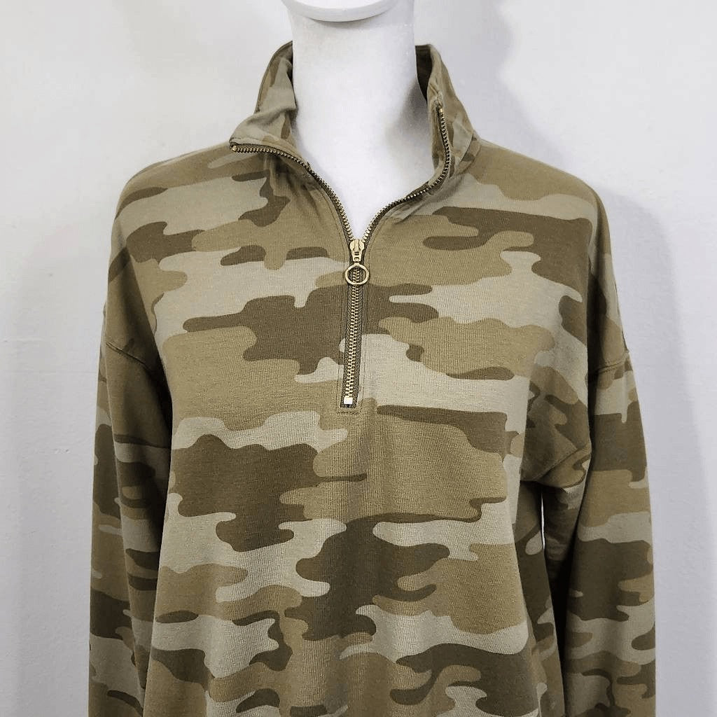 AnyBody Green Camo Pullover Size XXS Sporty Camo Top