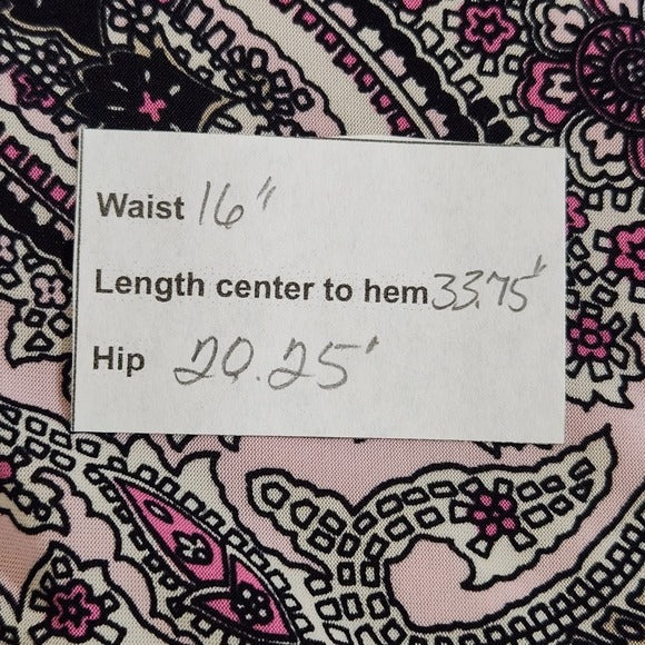 INC International Concepts Pink and Black Boho Paisley Print Maxi Skirt Size LP