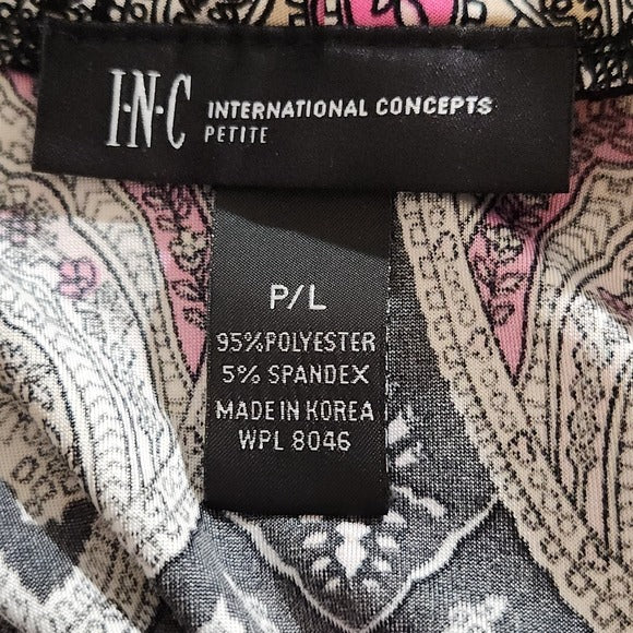 INC International Concepts Pink and Black Boho Paisley Print Maxi Skirt Size LP