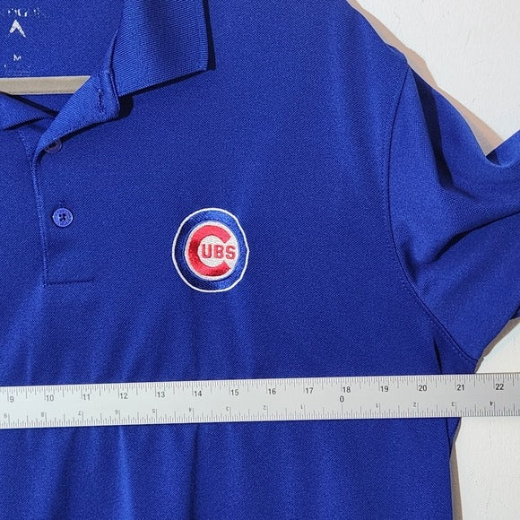 Antigua Mens Cubs Blue Short Sleeve Polo with Logo Size Medium